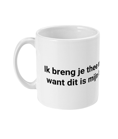 Ik breng je thee met een glimlach want dit is mijn laatste werkdag.